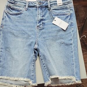 Judy Blue Jean Shorts Light Blue Distressed Raw Hem